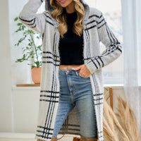 The Dori Hooded Plaid Cardigan