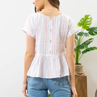 The Jennie Back Button Striped Top