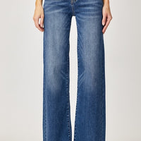 Risen Dark Wash High Rise Wide Leg Jeans