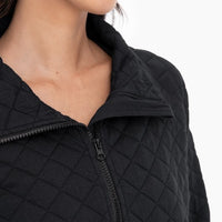 Mono B Black Quarter Zip Quilted Pullover
