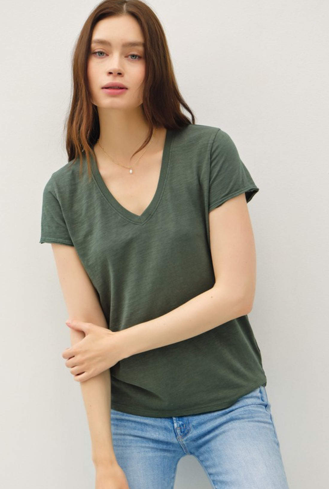 The Ivy V Neck Basic Tee