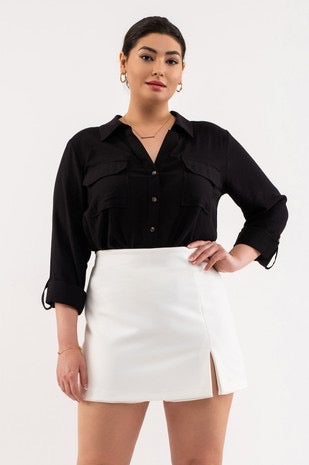PLUS MOCHA Future is Yours Mocha Woven Top