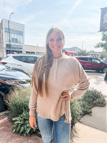 The Hallie Ash Mocha Henley Top