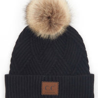 CC Criss Cross Suede Patch Beanie