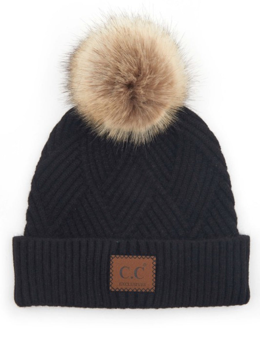 CC Criss Cross Suede Patch Beanie