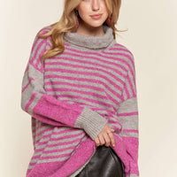 The Clarissa Pink/Grey Tunic Sweater