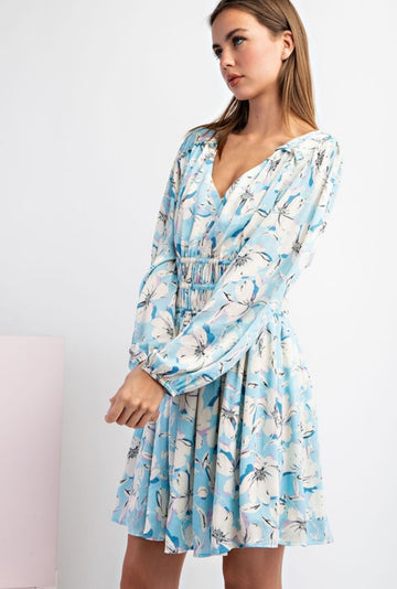 The Brianna Blue Floral Dress