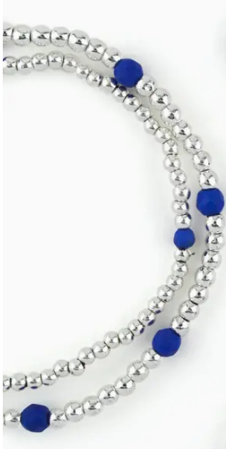 Stylish Stack Bracelet Set Blue and Silver