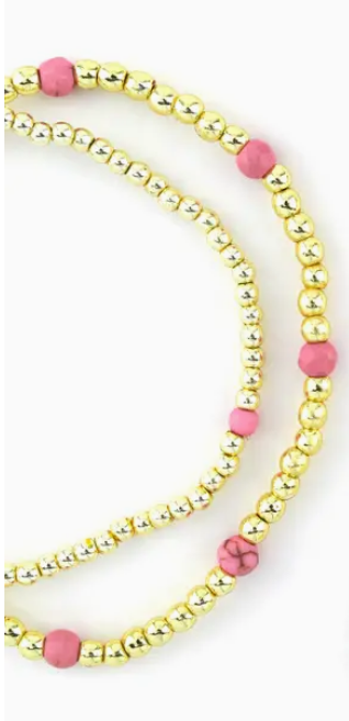 Stylish Stack Bracelet Set Pink and Gold
