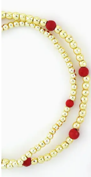 Stylish Red and Gold Bracelet stack set 