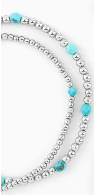 Erimish silver and teal beaded bracelet