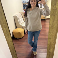 Everyday zip up hooded top In a grayish brown color 