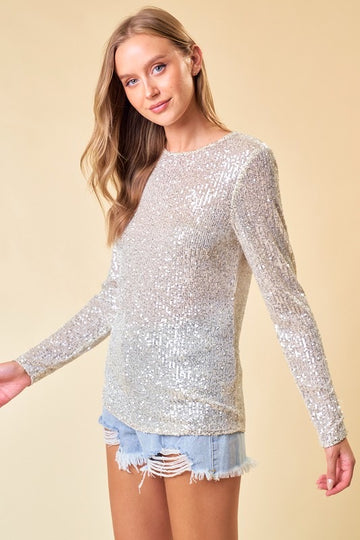 The Stella Champaign Sequins Top
