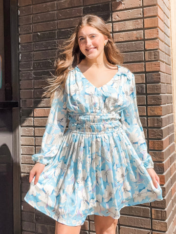 The Brianna Blue Floral Dress