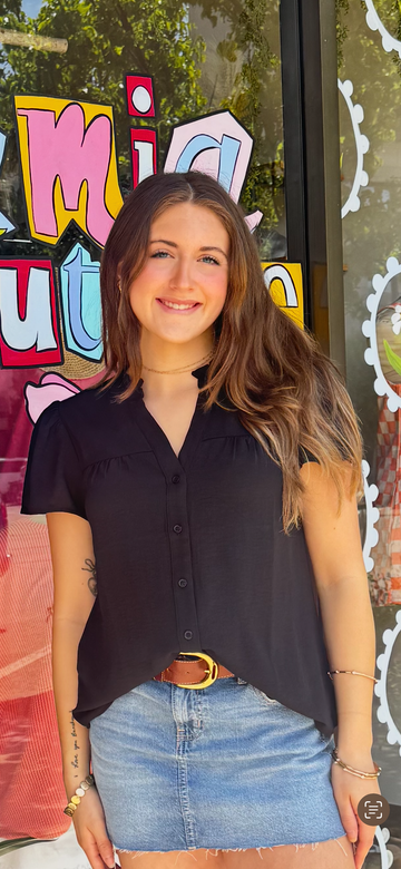 The Wendy BLACK Crinkled Top