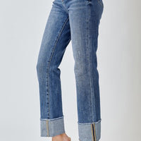 Risen HW Straight Cuffed Jeans