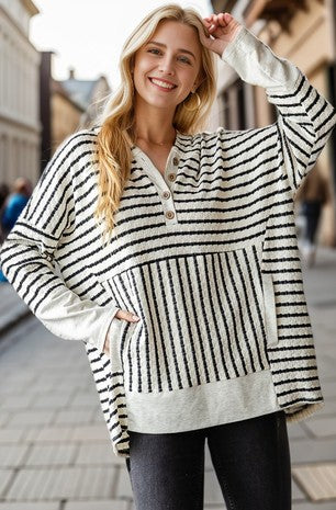 The Molly Stripe Hooded Top