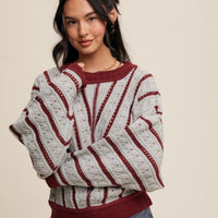 The Monica V-Striped Light Weight Knit Sweater