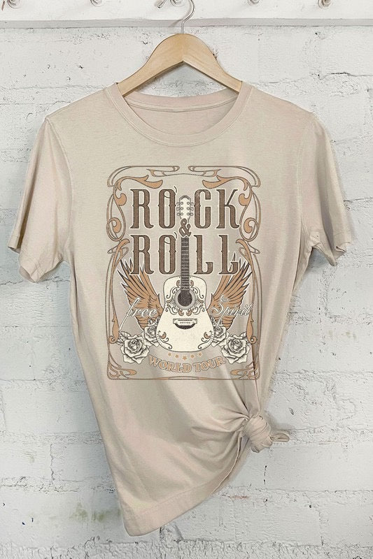 Rock n Roll Guitar Tan Tee
