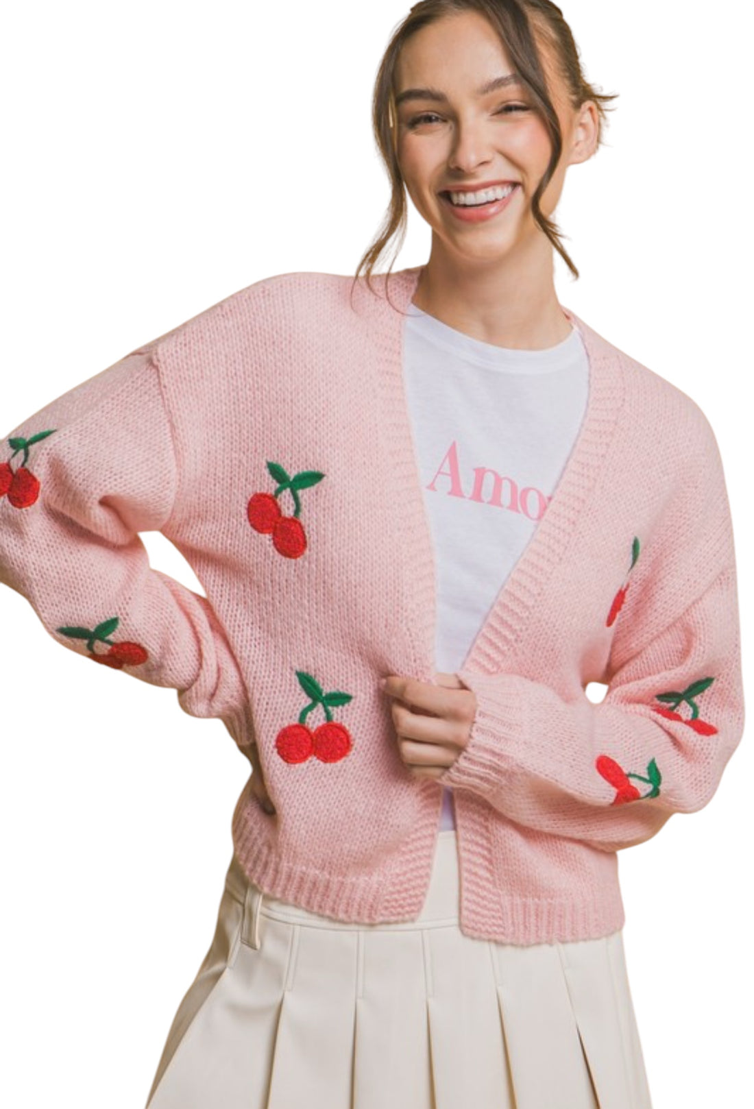 The Carla Pink Cherry Cardigan