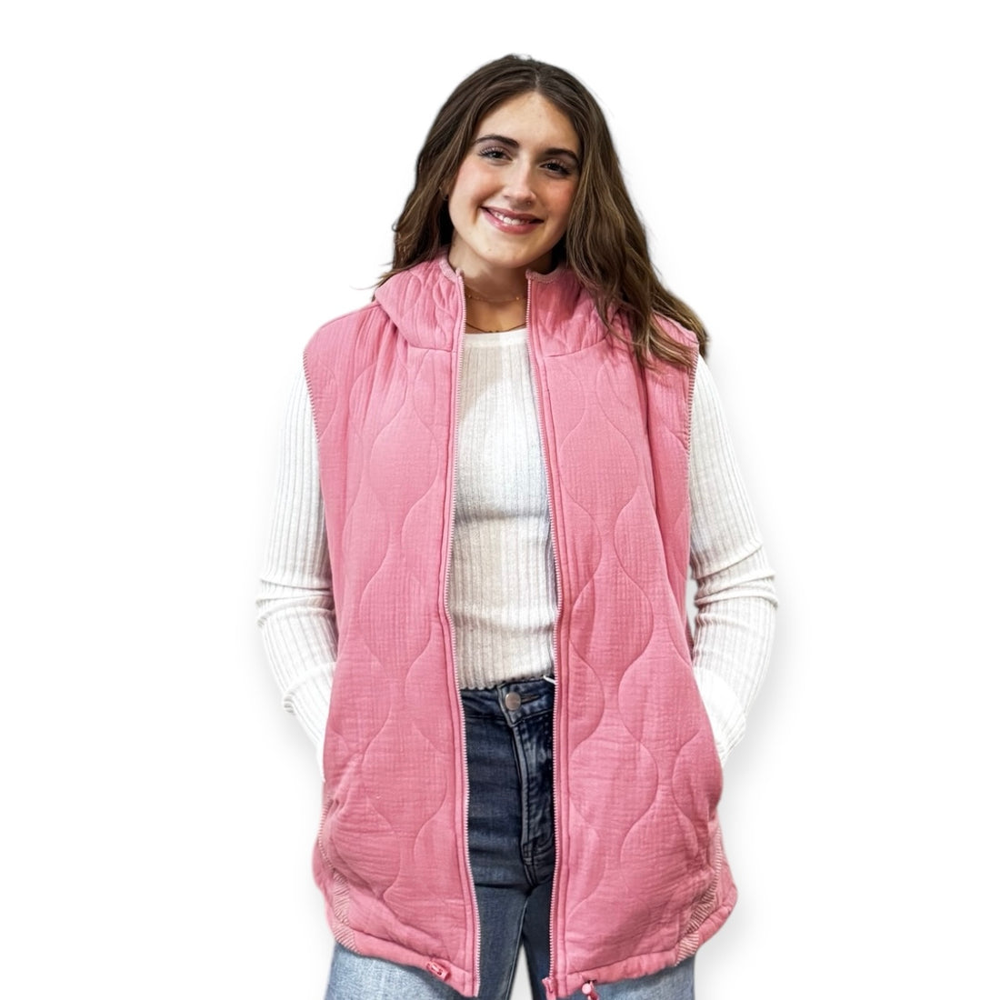 The Jana Pink Quilted Vest