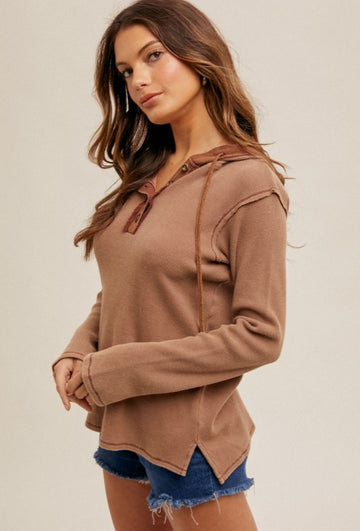 The Jolene Taupe Hooded Top