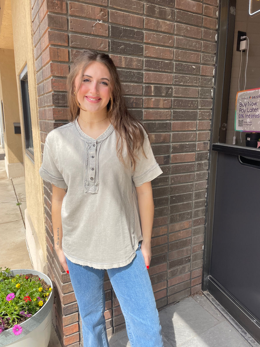 The Anna Button Scoop Neck Top