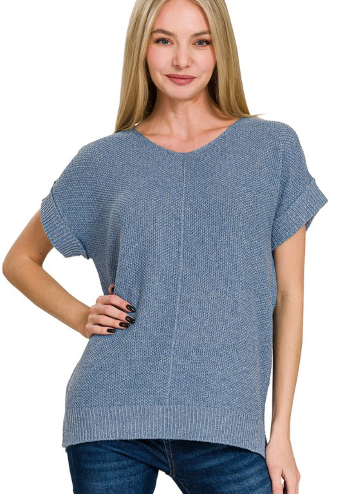 The Luna Blue Short Sleeve Sweater