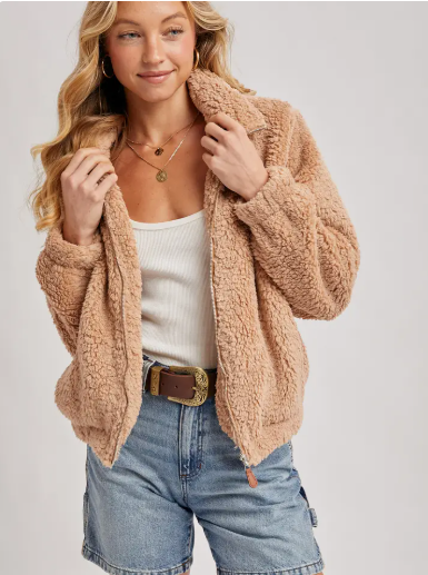 fleece zip up teddy jacket