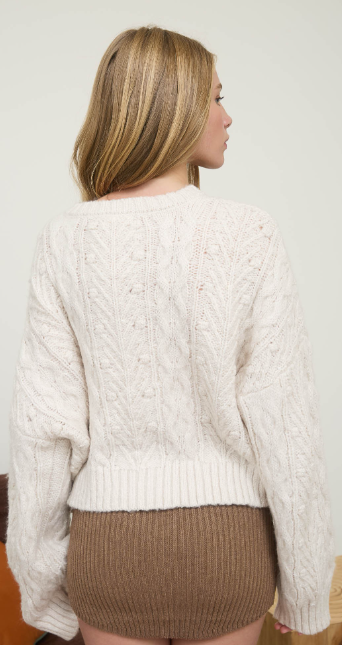 Front Tie Velvet Bow Knit Cardigan