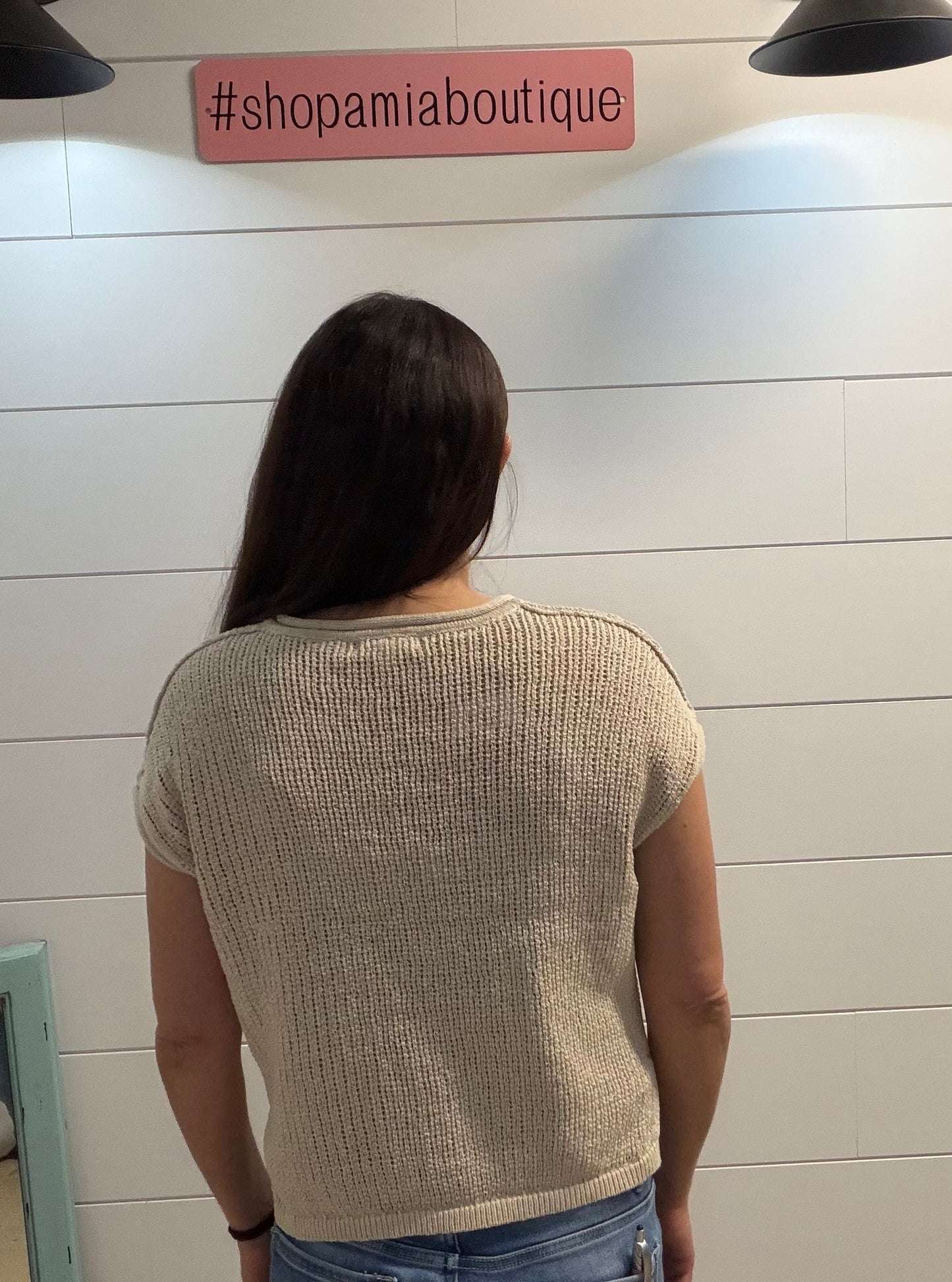 Raw Edge Split Neck Top