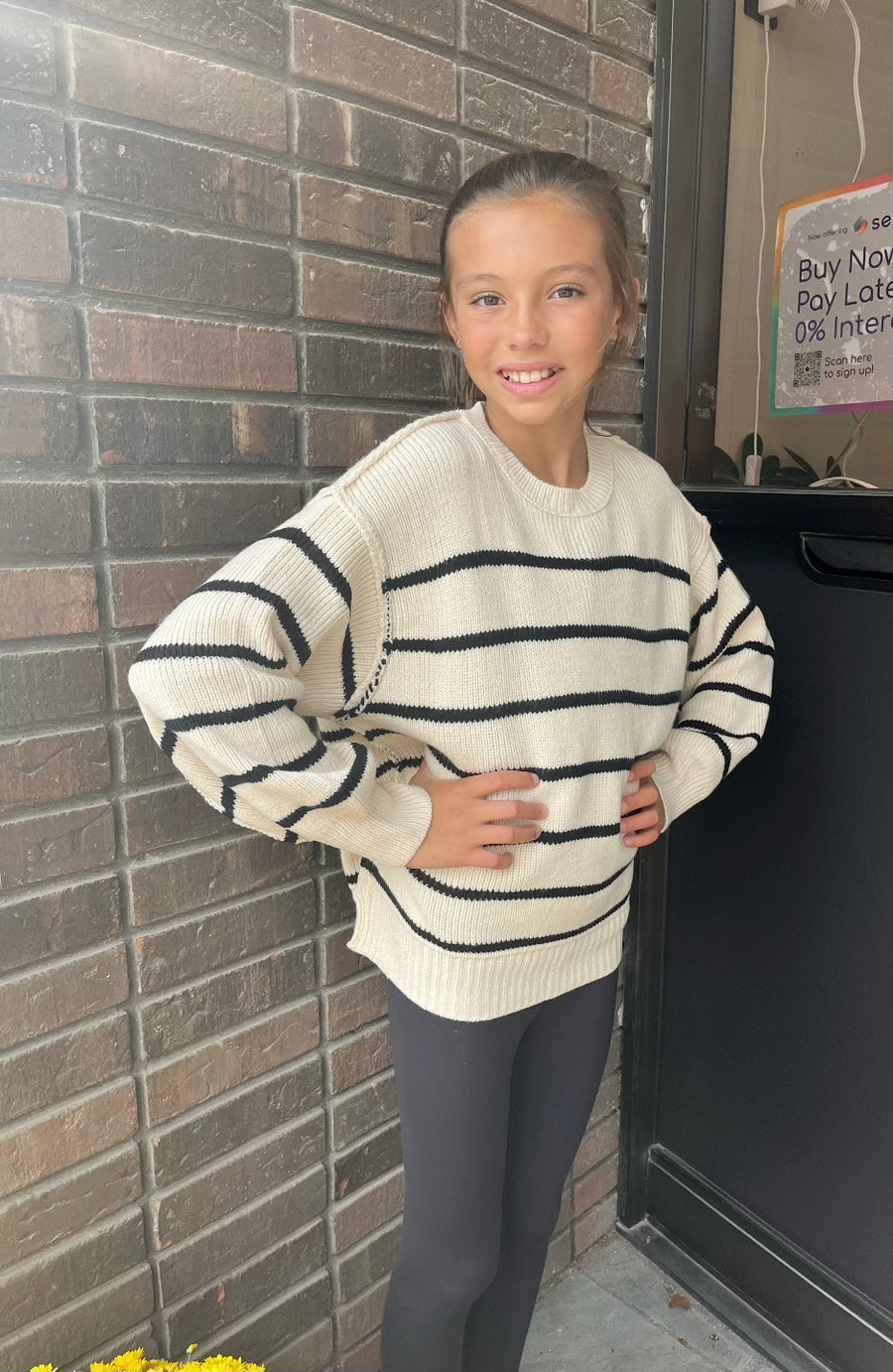 Tweens soft striped sweater