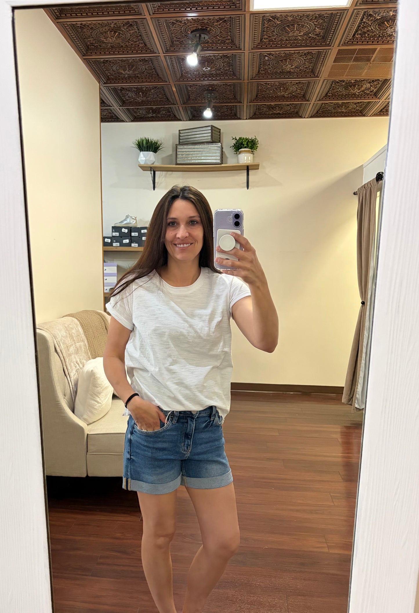 High Rise Double Cuffed Shorts