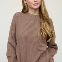 Mock Neck Pocket Sweater