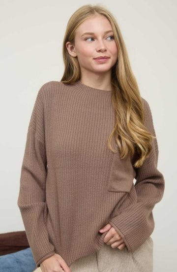 Mock Neck Pocket Sweater