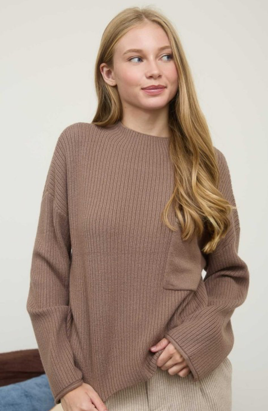 Mock Neck Pocket Sweater