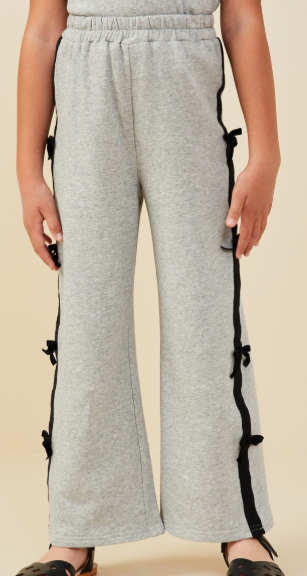 Girls Bow Trim Terry Joggers
