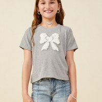 Tween girls detailed pearl bow shirt