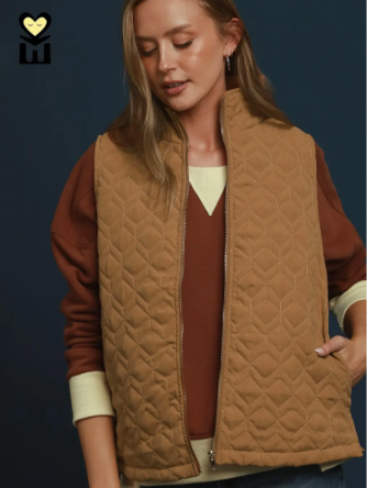 Golden Hour Quilted Vest in camel color