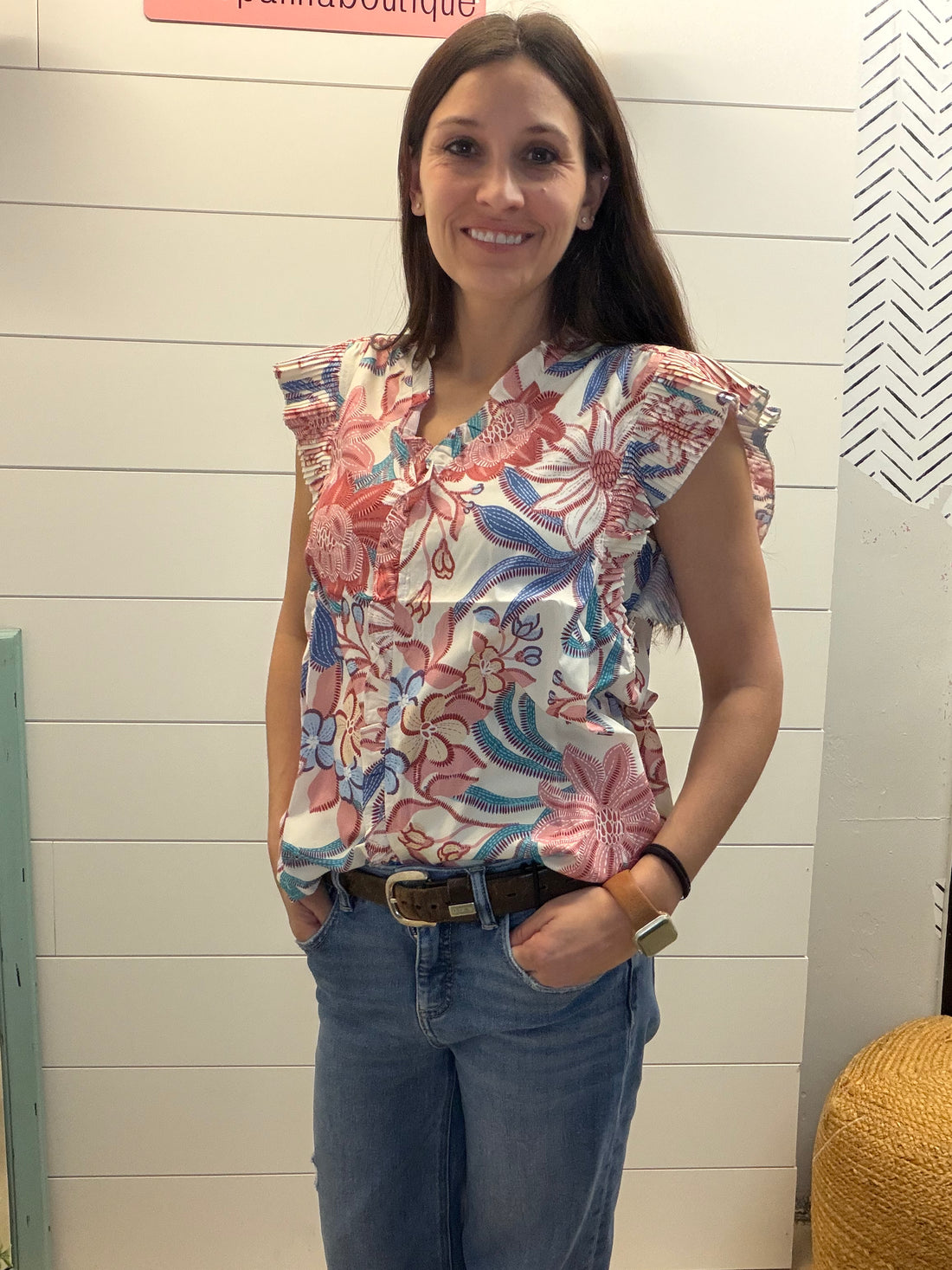 Floral Ruffle Sleeve Blouse