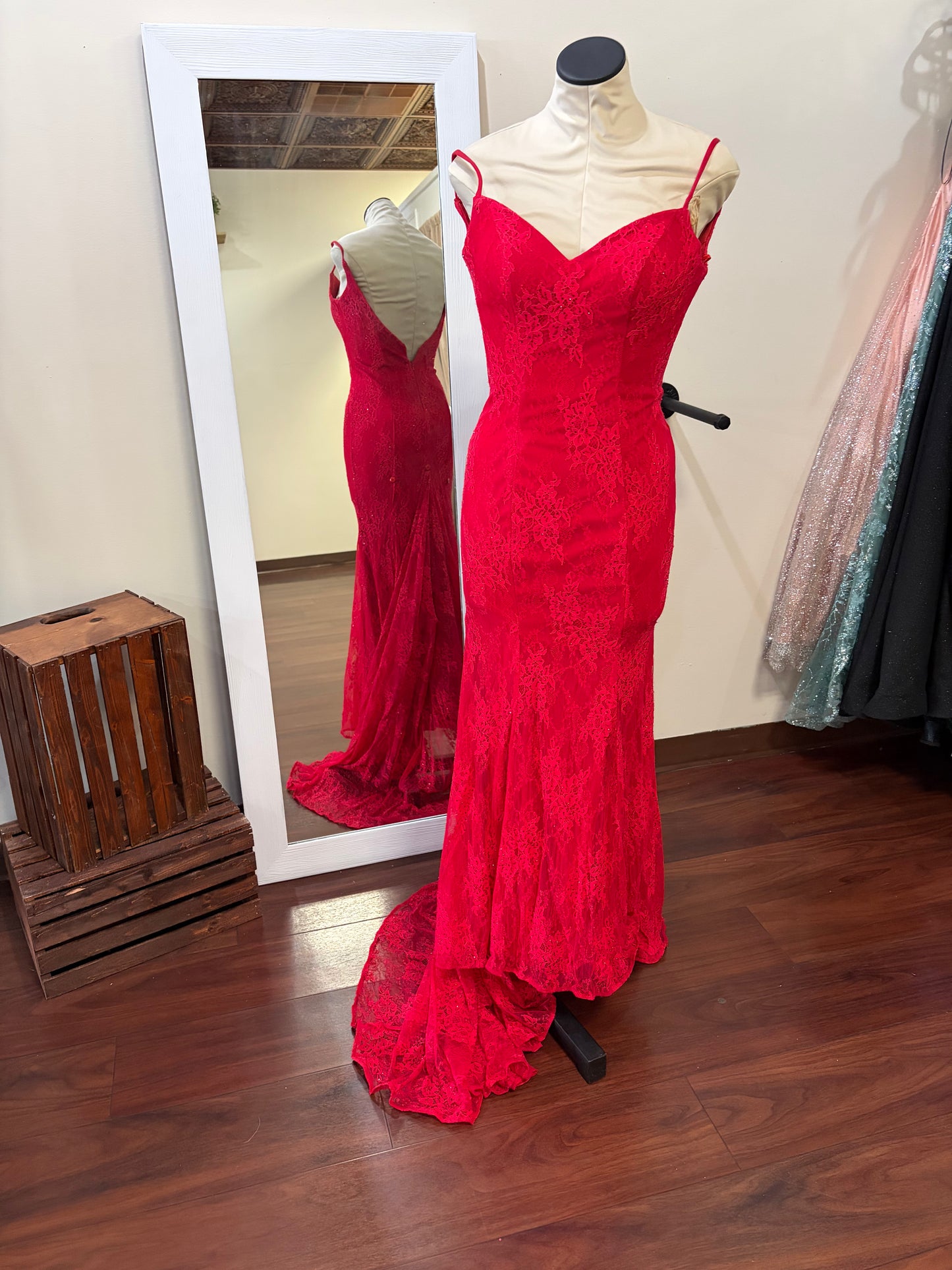 Colette Red Lace Prom Dress – Size 2