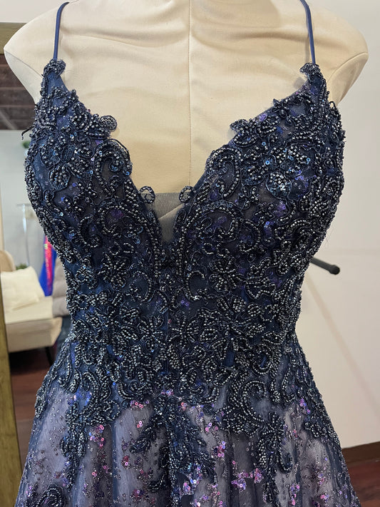 (9)Morilee Midnight Ballgown – Dark Purple (Size 11/12)