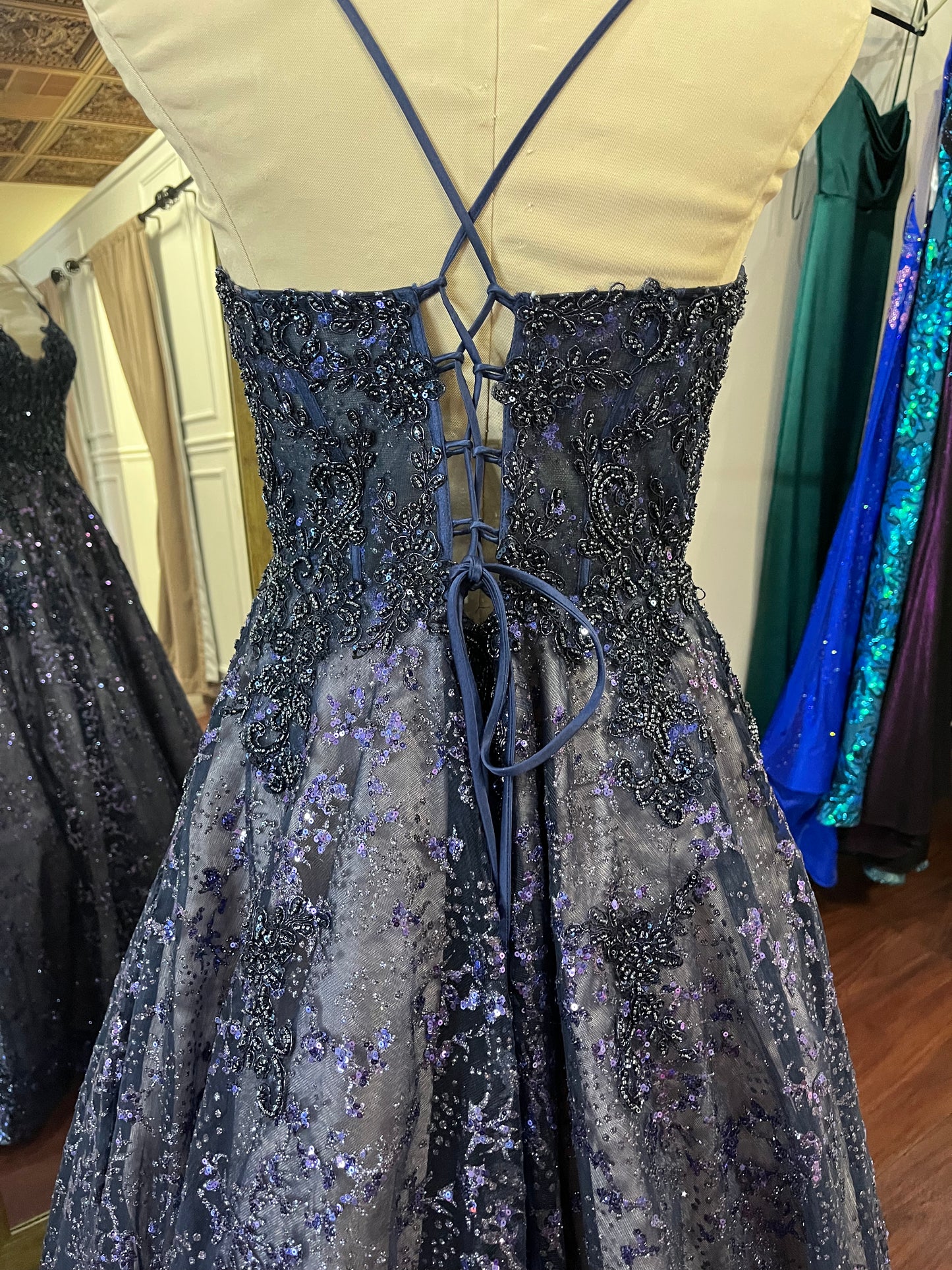 (9)Morilee Midnight Ballgown – Dark Purple (Size 11/12)