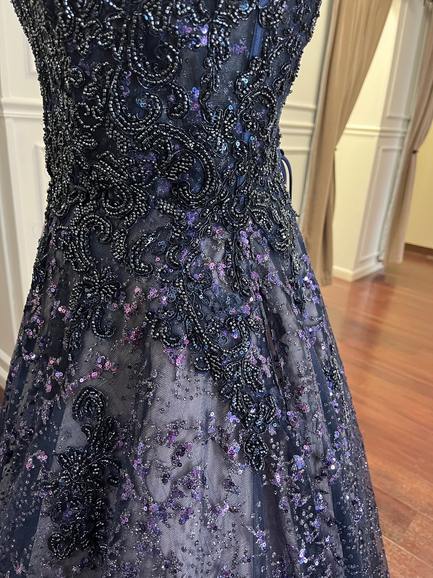 (9)Morilee Midnight Ballgown – Dark Purple (Size 11/12)