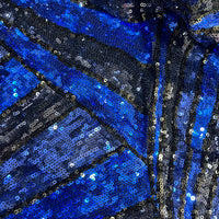 (13)Jovani Black & Navy Sequin Statement Gown – Size 20