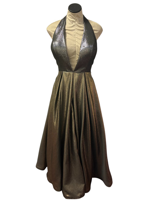 Jovani Metallic Black Gold Ball Gown – Size 8