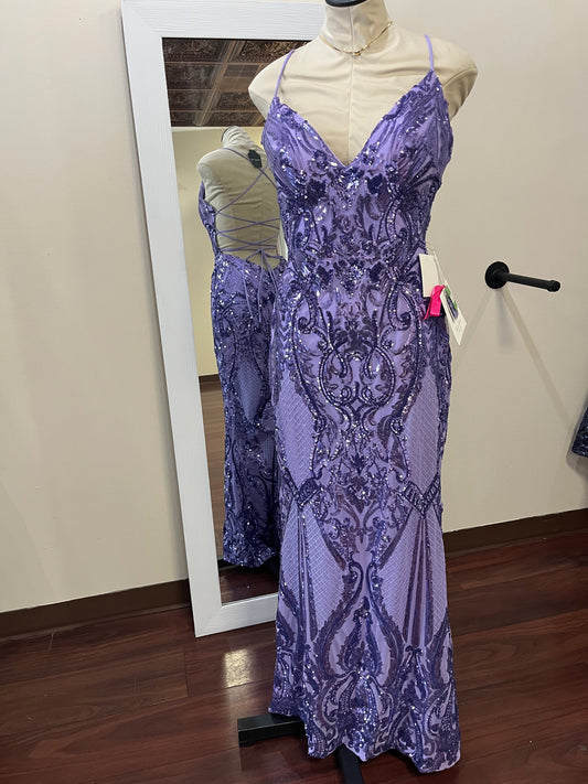 Morilee Lavender Sequin Lace-Up Prom Dress – Size 10