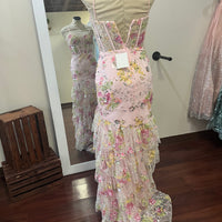Jovani Pink Floral Corset Prom Dress – Size 2