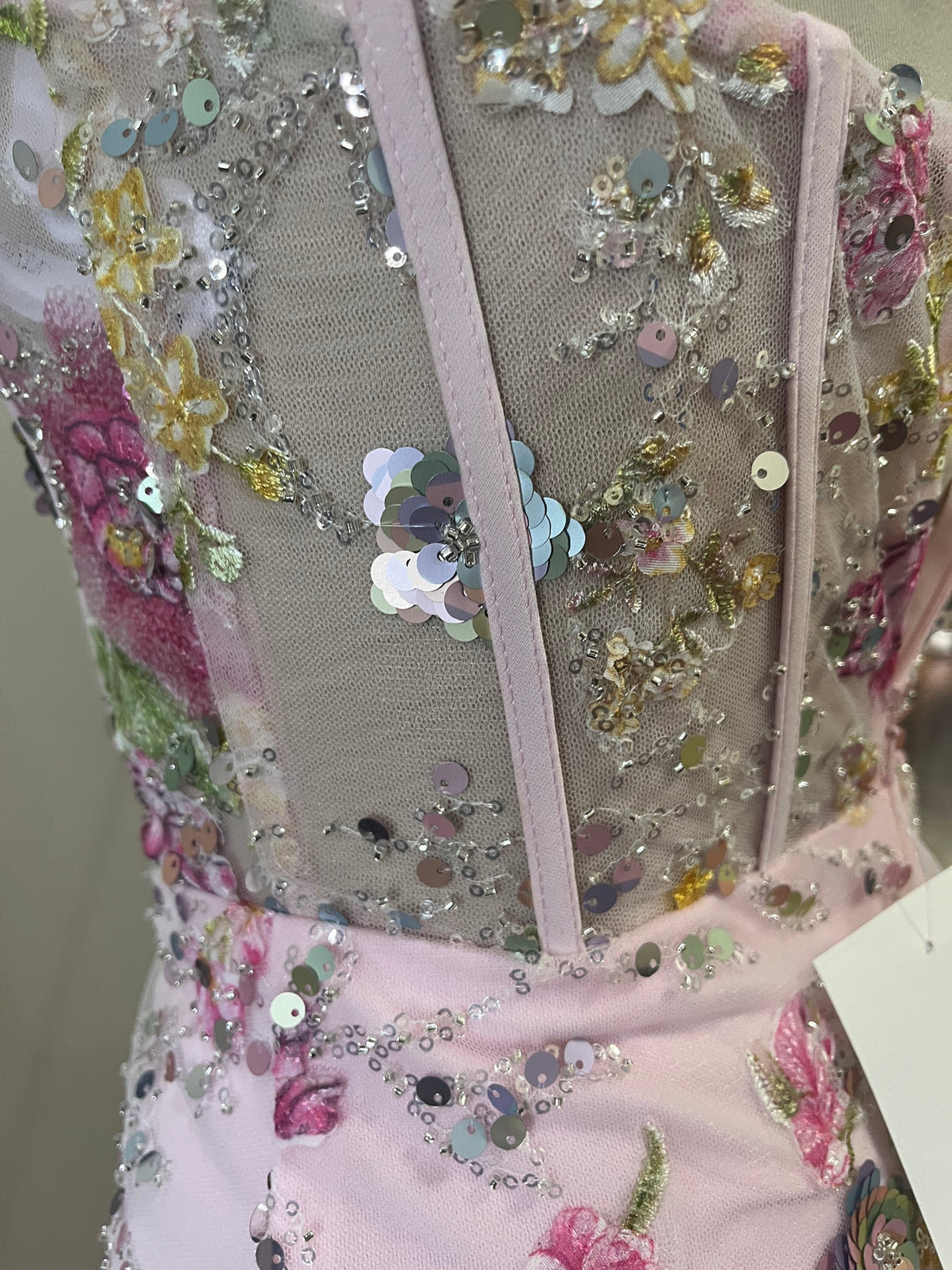 Jovani Pink Floral Corset Prom Dress – Size 2