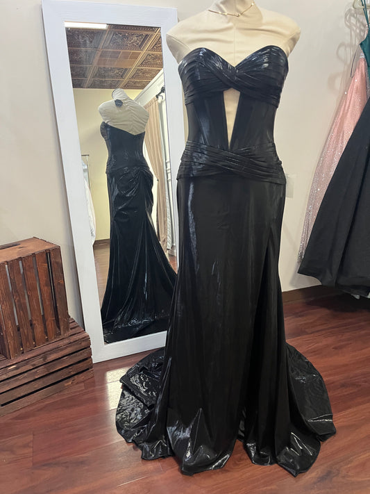Sherri Hill Black Strapless Formal Gown – Size 8